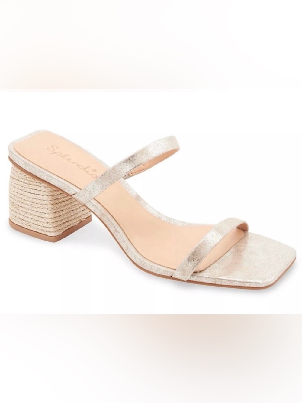 Splendid Kharis Champagne Metallic Strappy Block Heel Sandal